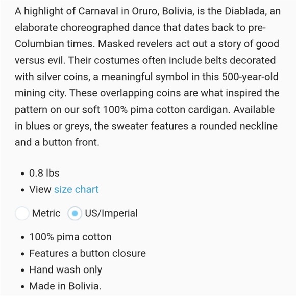 IntiWara Pima Cotton Cardigan Made in Bolivia Oruro Carnival Small - Picture 5 of 7